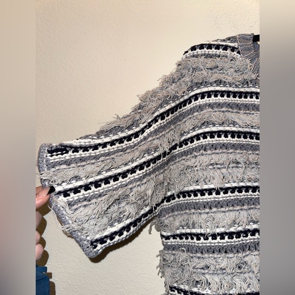 NWT Chaser hi low dolman grey knit woven short sleeve pullover sweater top - Picture 3 of 8